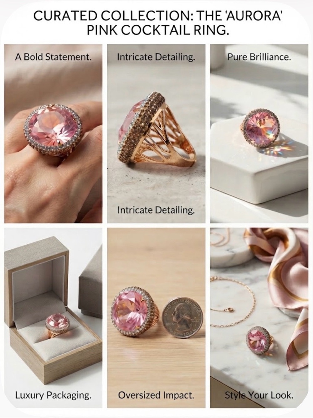 Statement ring with this stunning crystal and bezel, high-impact cocktail ring!